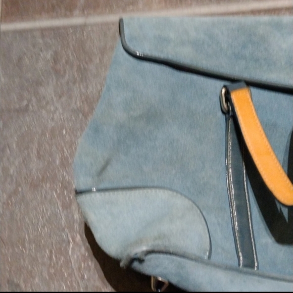 Coach vintage suede blue leather bag satchel tote - Picture 8 of 9